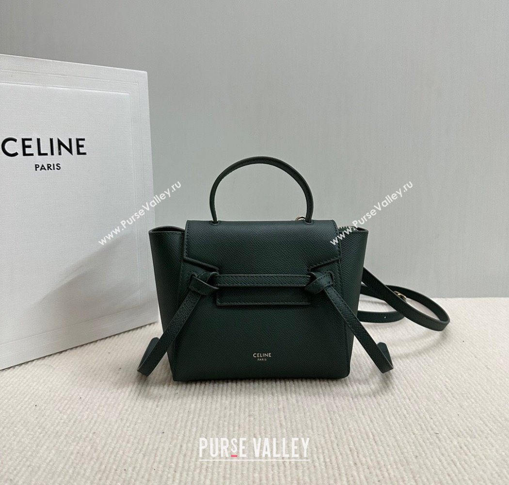 Celine Belt Pico Mini Bag in Grained Leather Green 2025 194263 (BL-251124030)