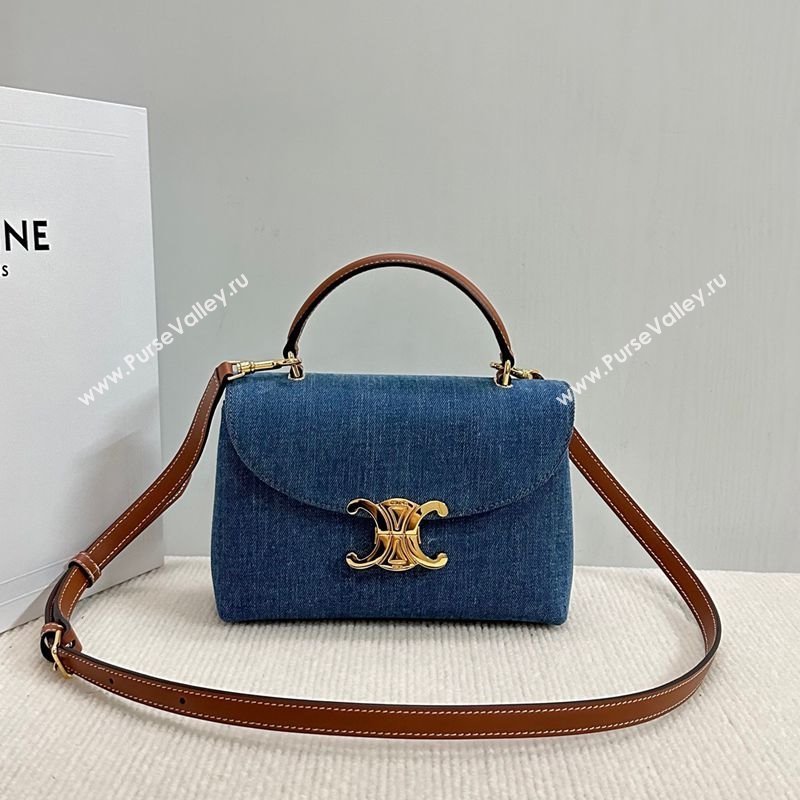 Celine Teen Nino Bag in Triomphe Denim Blue 2025 118112 (BL-251124053)