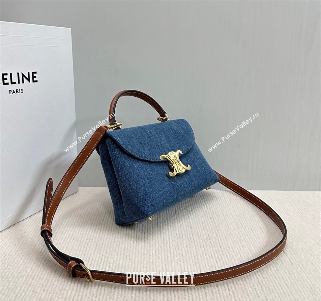 Celine Teen Nino Bag in Triomphe Denim Blue 2025 118112 (BL-251124053)