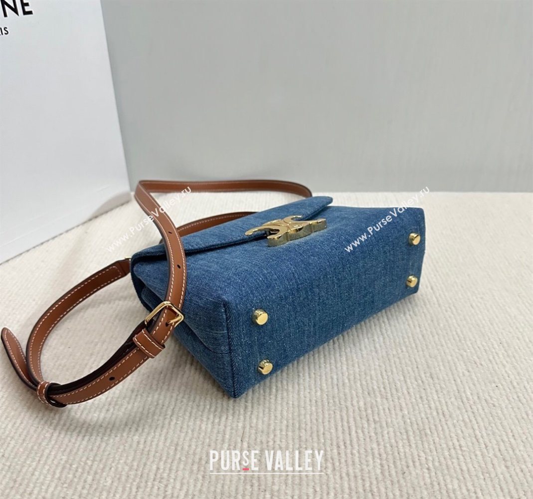Celine Teen Nino Bag in Triomphe Denim Blue 2025 118112 (BL-251124053)