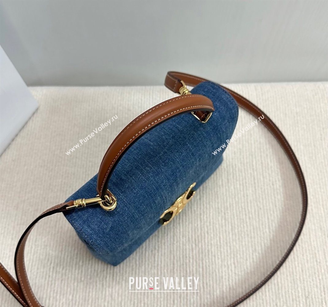Celine Teen Nino Bag in Triomphe Denim Blue 2025 118112 (BL-251124053)