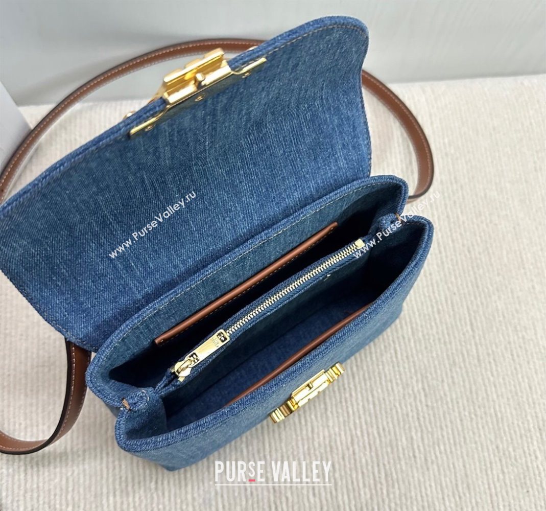 Celine Teen Nino Bag in Triomphe Denim Blue 2025 118112 (BL-251124053)