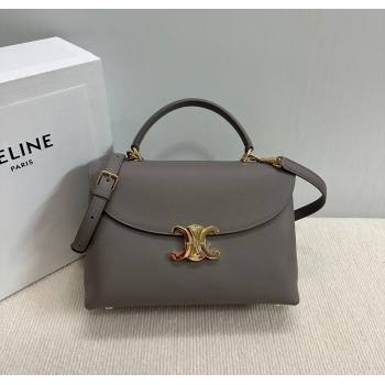 Celine Medium Nino Top Handle bag in Supple Calfskin Stone Grey 2025 117523 (BL-251124054)