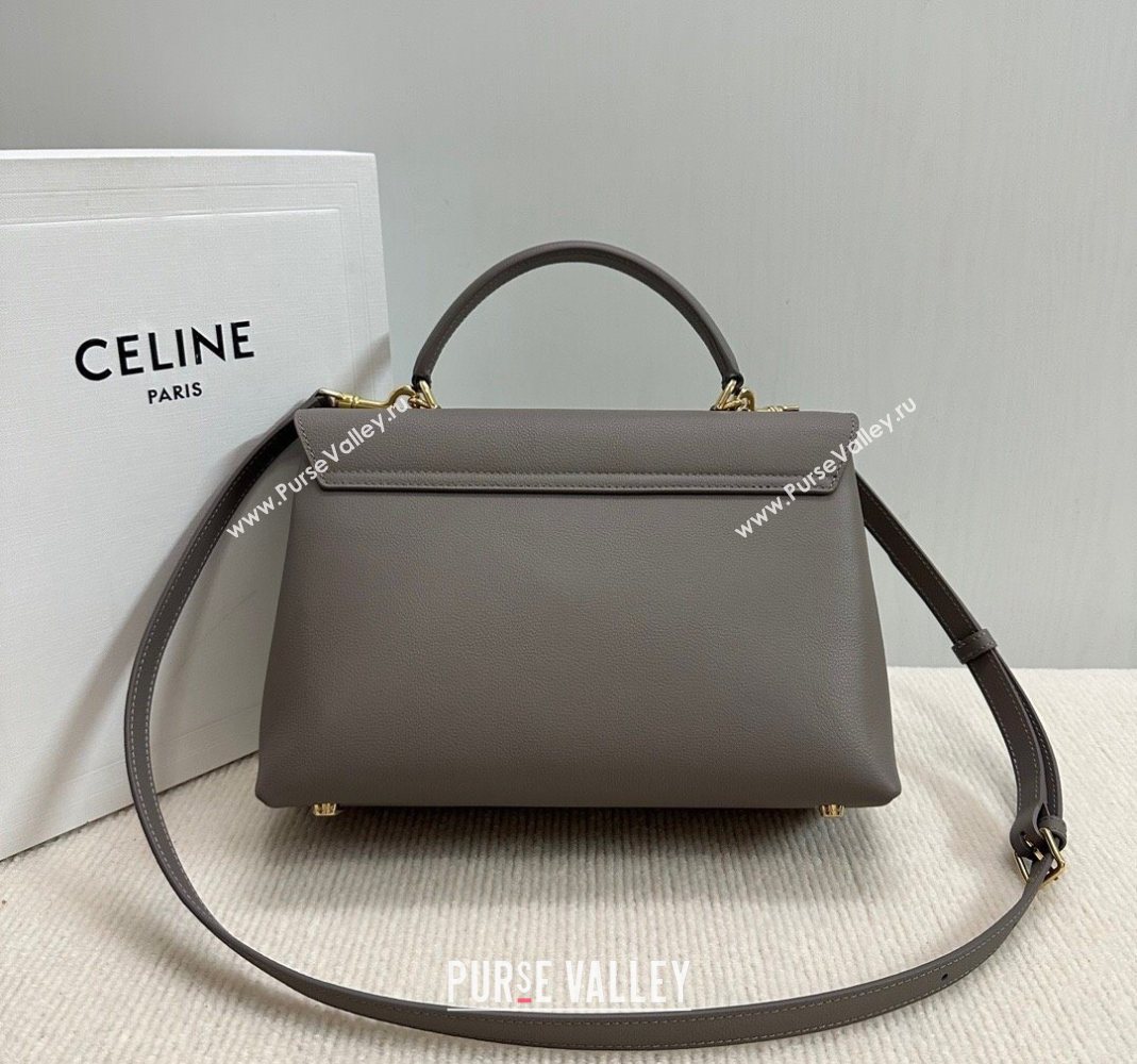 Celine Medium Nino Top Handle bag in Supple Calfskin Stone Grey 2025 117523 (BL-251124054)