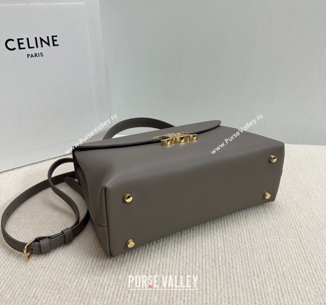Celine Medium Nino Top Handle bag in Supple Calfskin Stone Grey 2025 117523 (BL-251124054)