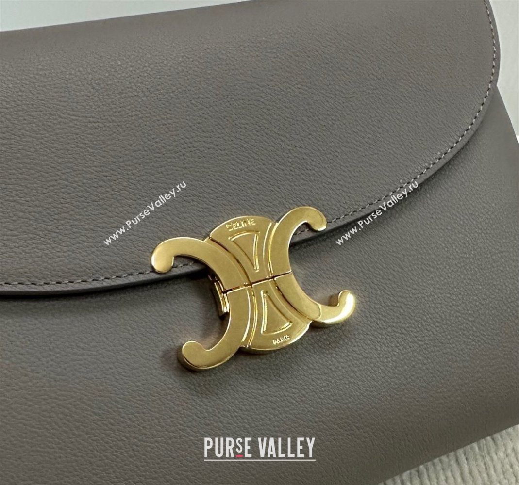 Celine Medium Nino Top Handle bag in Supple Calfskin Stone Grey 2025 117523 (BL-251124054)