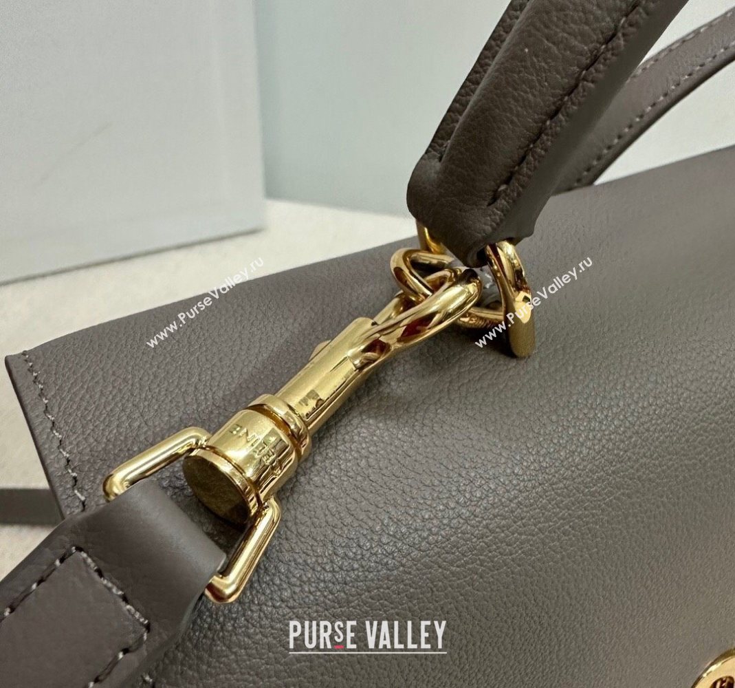 Celine Medium Nino Top Handle bag in Supple Calfskin Stone Grey 2025 117523 (BL-251124054)