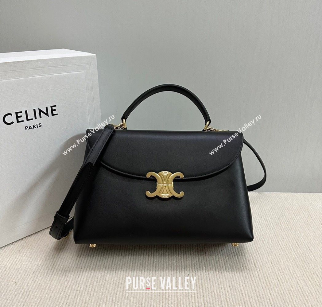 Celine Medium Nino Top Handle bag in Smooth Calfskin Black 2025 117523 (BL-251124055)