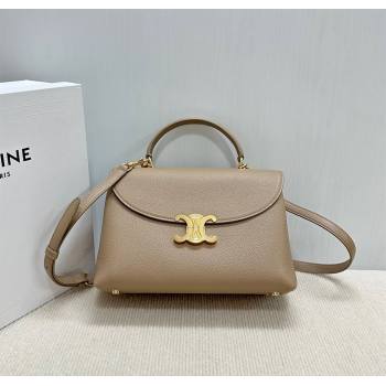 Celine Medium Nino Top Handle bag in Supple Calfskin Smoke Brown 2025 117523 (BL-251124057)