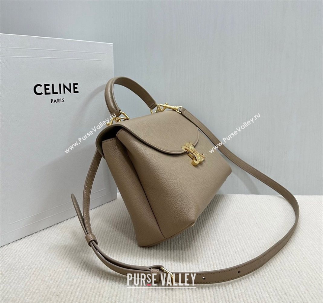 Celine Medium Nino Top Handle bag in Supple Calfskin Smoke Brown 2025 117523 (BL-251124057)