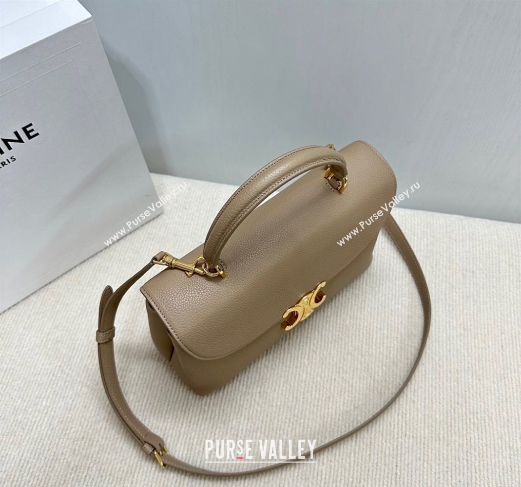 Celine Medium Nino Top Handle bag in Supple Calfskin Smoke Brown 2025 117523 (BL-251124057)