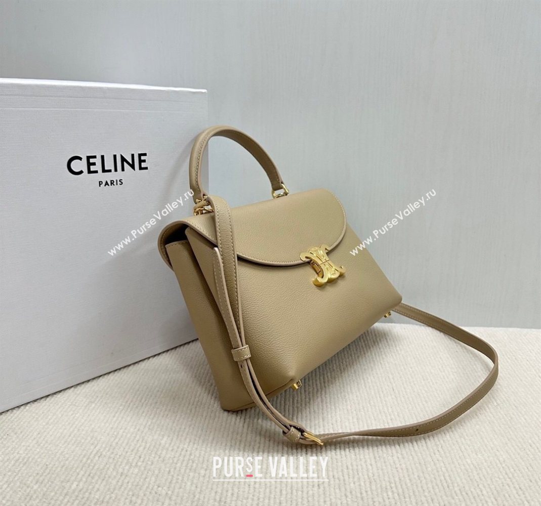 Celine Medium Nino Top Handle bag in Supple Calfskin Cappuccino Beige 2025 117523 (BL-251124058)