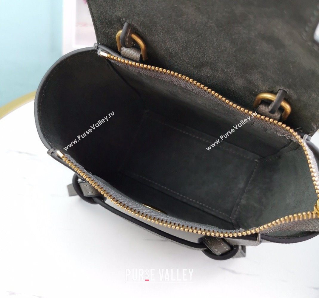 Celine Belt Pico Mini Bag in Grained Leather Grey 2025 194263 (BL-251124032)