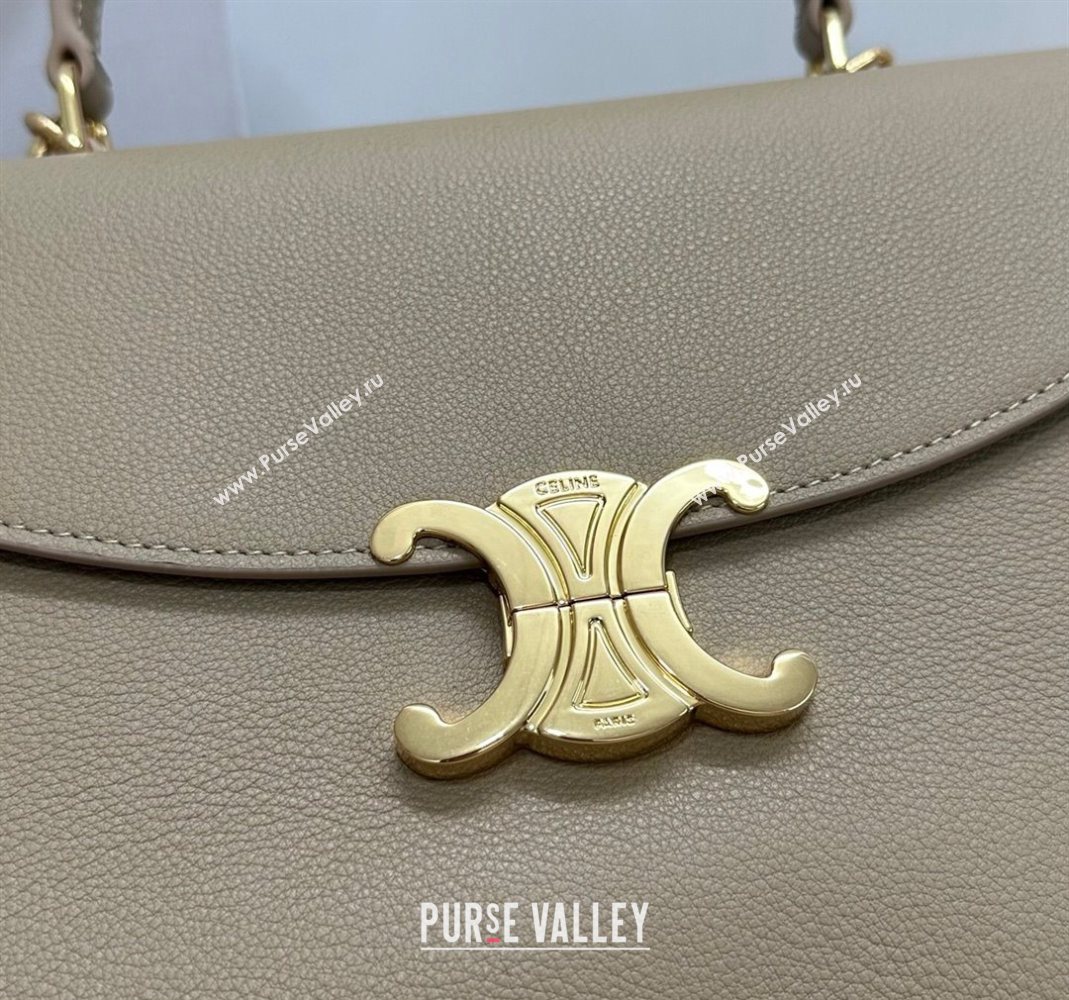 Celine Medium Nino Top Handle bag in Supple Calfskin Cappuccino Beige 2025 117523 (BL-251124058)