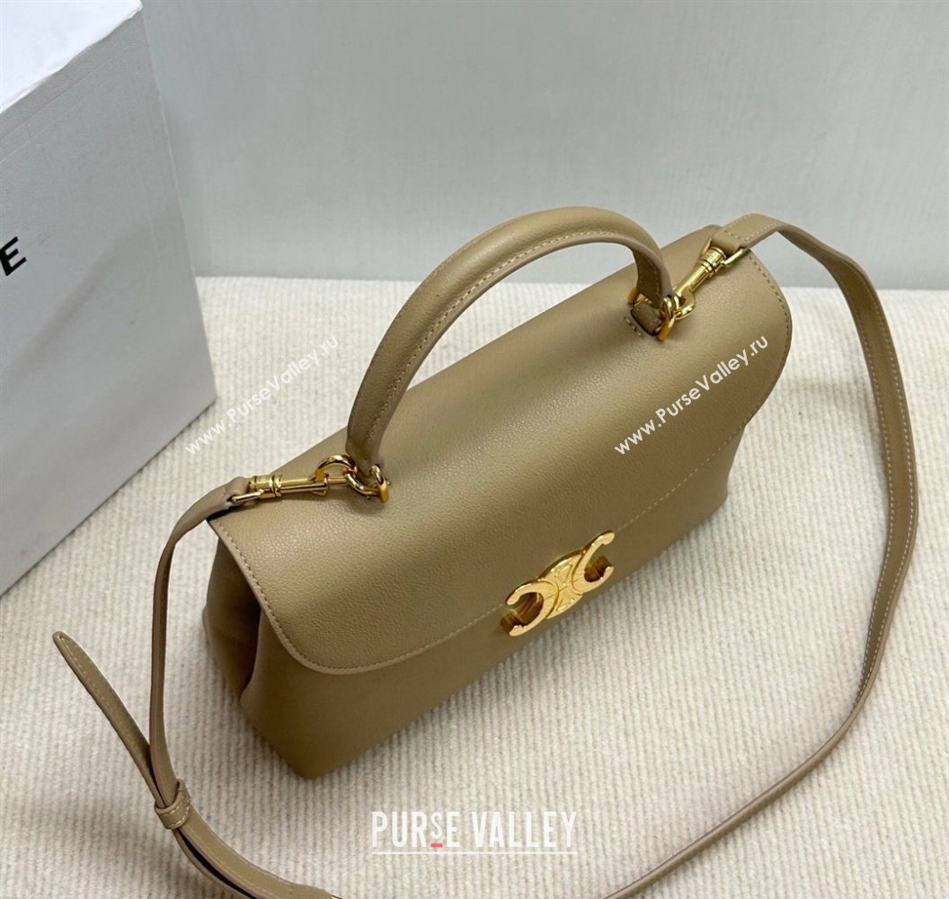 Celine Medium Nino Top Handle bag in Supple Calfskin Cappuccino Beige 2025 117523 (BL-251124058)