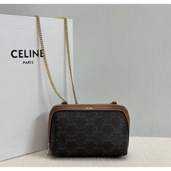 Celine Clutch On Chain Mini Bag in Triomphe Canvas and Lambskin 2025 10E382 (BL-251124066)
