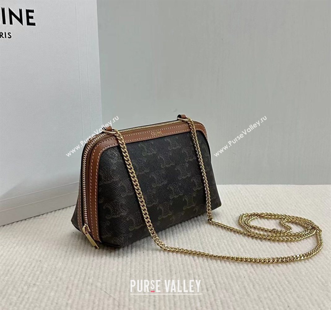 Celine Clutch On Chain Mini Bag in Triomphe Canvas and Lambskin 2025 10E382 (BL-251124066)