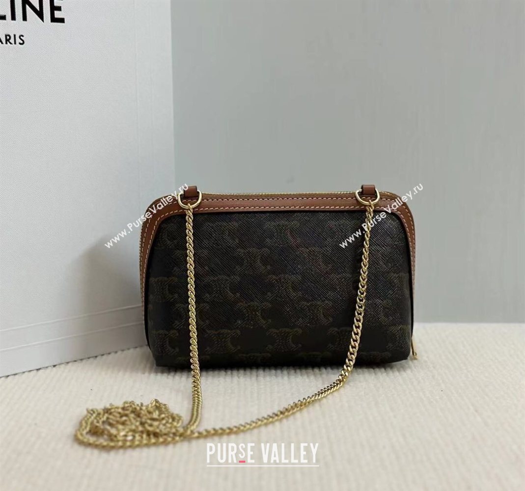 Celine Clutch On Chain Mini Bag in Triomphe Canvas and Lambskin 2025 10E382 (BL-251124066)