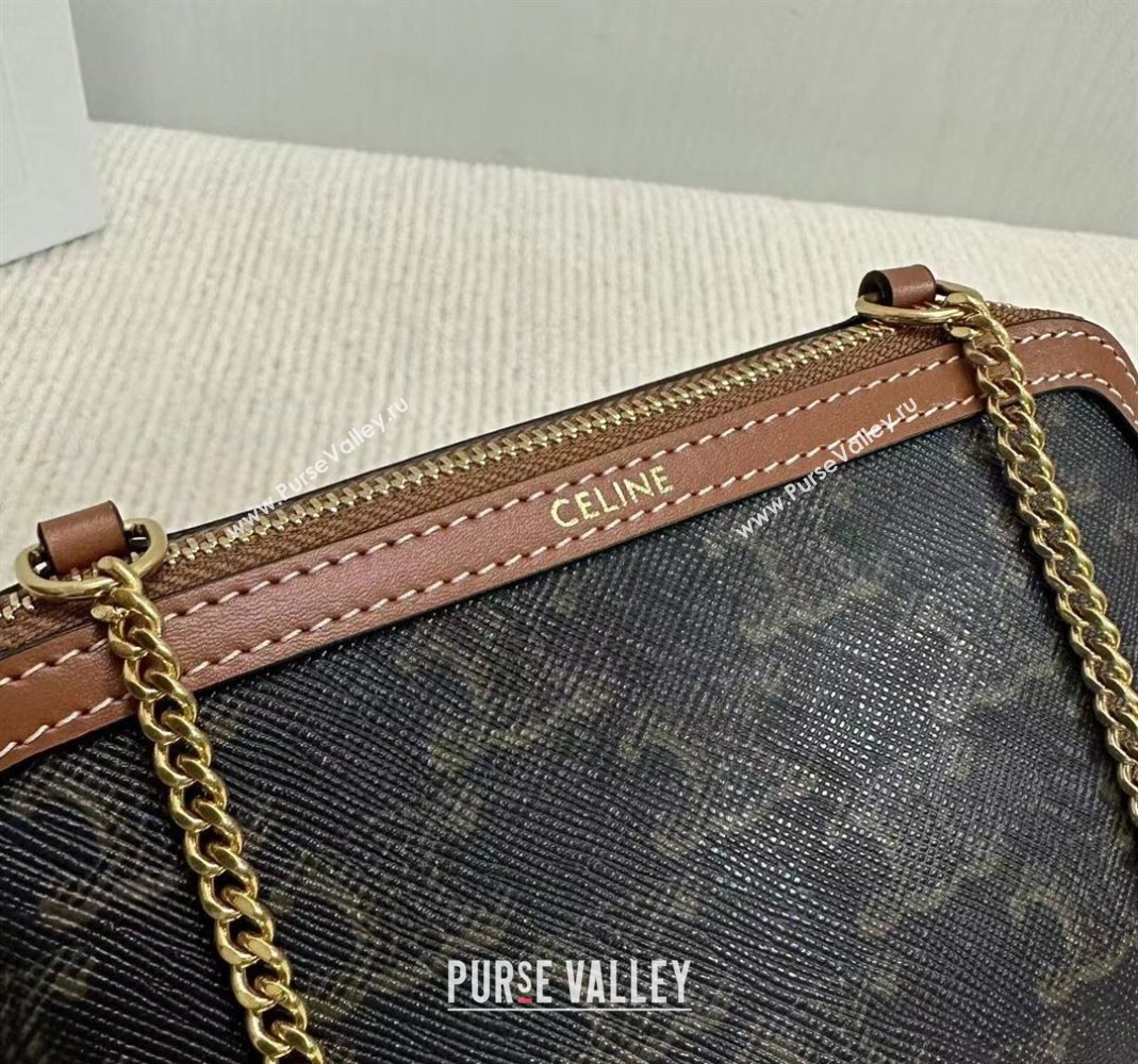 Celine Clutch On Chain Mini Bag in Triomphe Canvas and Lambskin 2025 10E382 (BL-251124066)