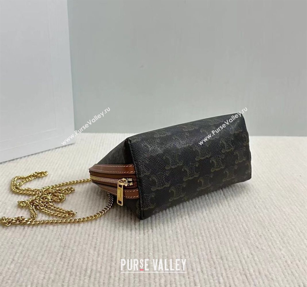 Celine Clutch On Chain Mini Bag in Triomphe Canvas and Lambskin 2025 10E382 (BL-251124066)