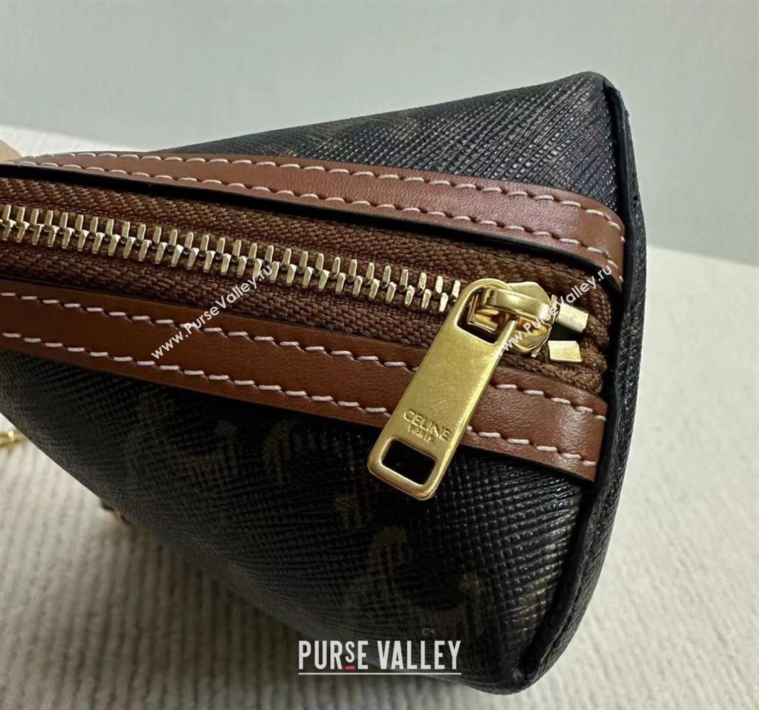 Celine Clutch On Chain Mini Bag in Triomphe Canvas and Lambskin 2025 10E382 (BL-251124066)