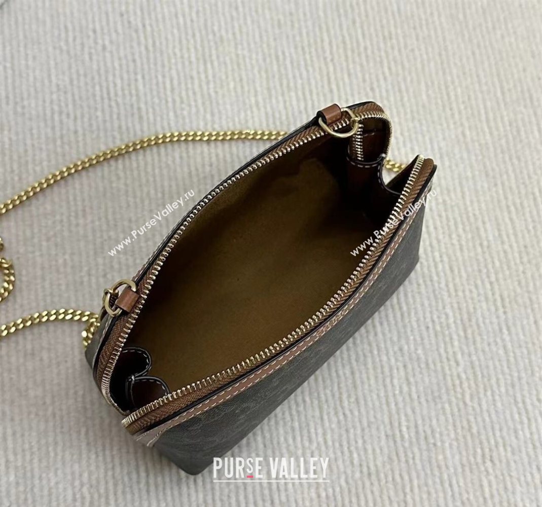 Celine Clutch On Chain Mini Bag in Triomphe Canvas and Lambskin 2025 10E382 (BL-251124066)