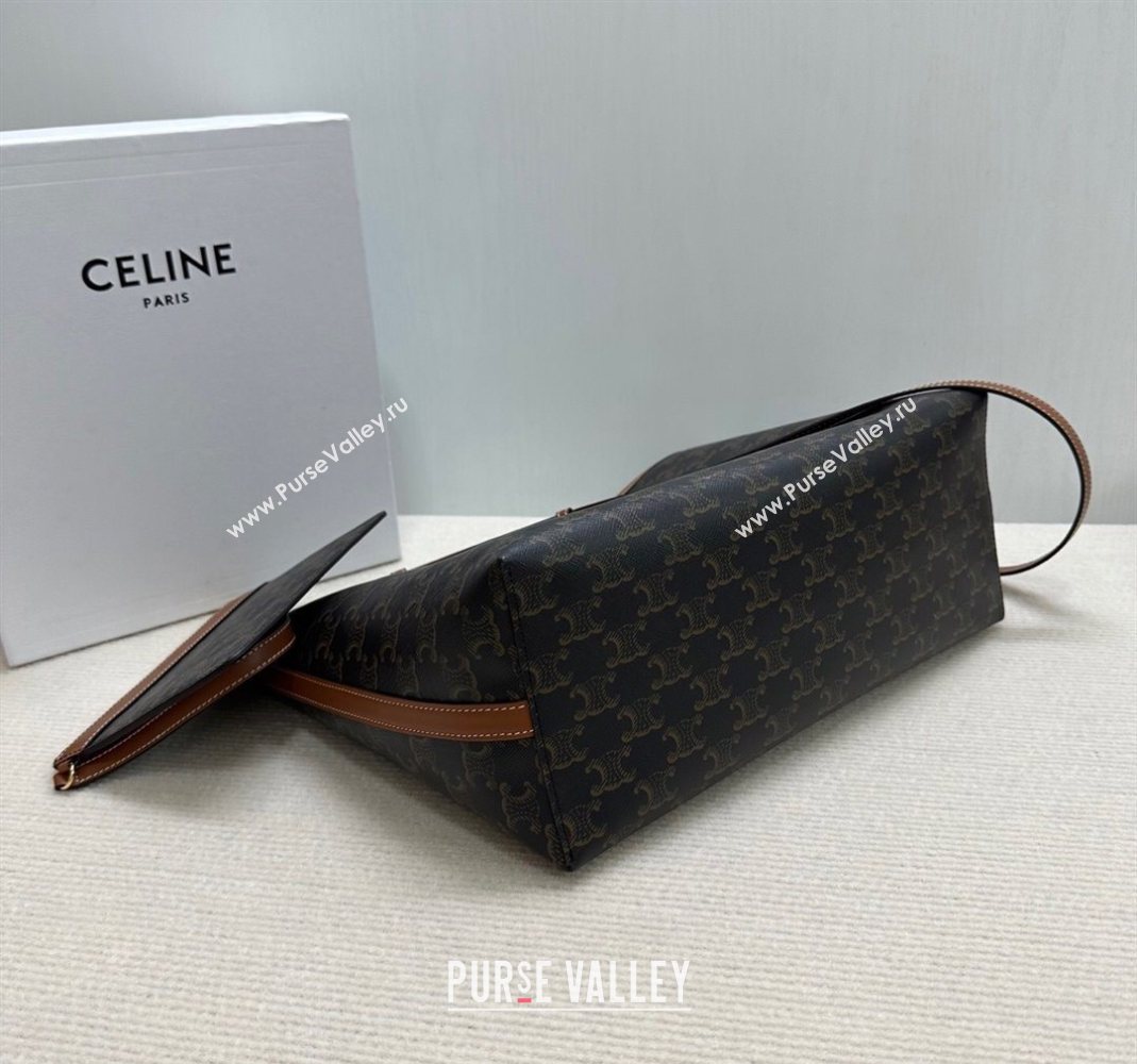 Celine Soft Shopping Bag in Triomphe Canvas and Calfskin Leather 2025 123912 (BL-251124067)