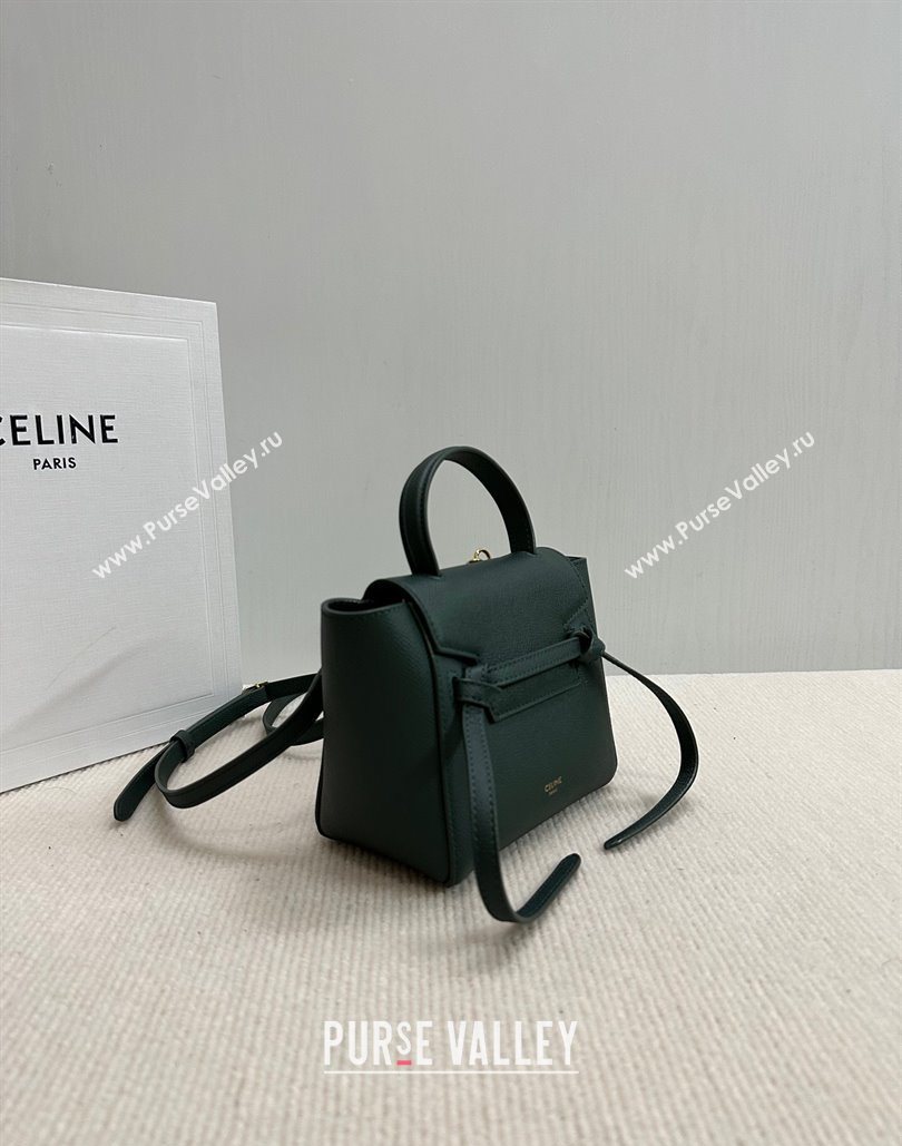 Celine Belt Pico Mini Bag in Grained Leather Green 2025 194263 (BL-251124030)