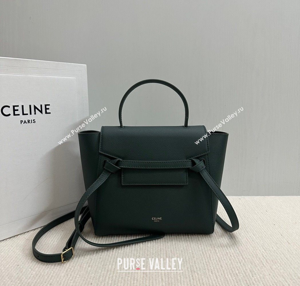 Celine Belt Pico Nano Bag in Grained Leather Green 2025 189003 (BL-251124034)