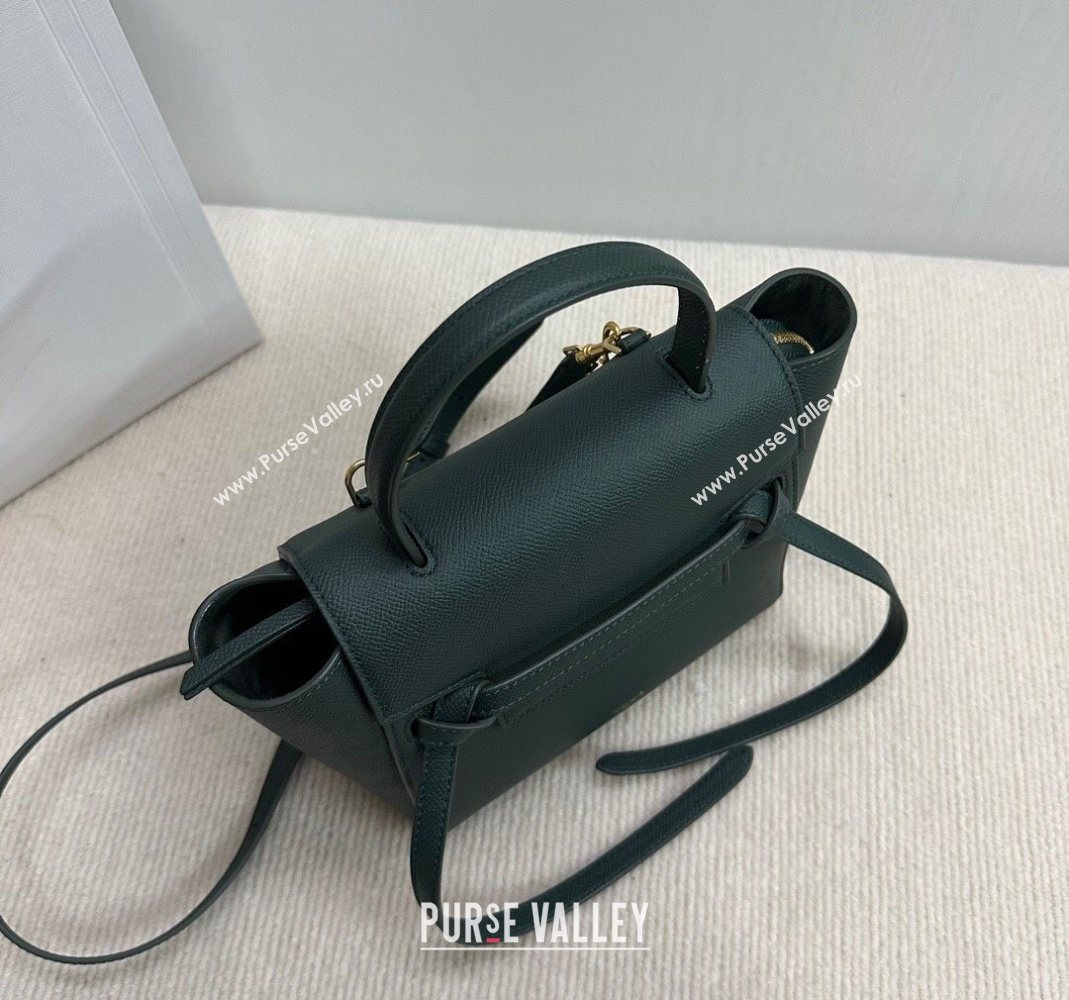 Celine Belt Pico Nano Bag in Grained Leather Green 2025 189003 (BL-251124034)