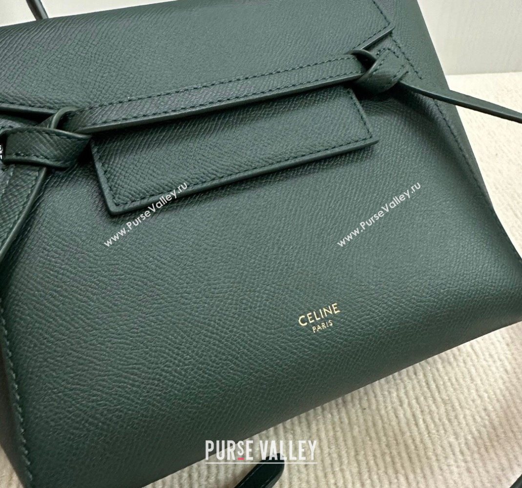 Celine Belt Pico Nano Bag in Grained Leather Green 2025 189003 (BL-251124034)