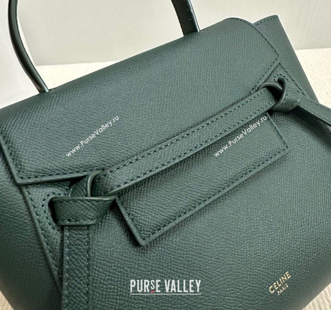 Celine Belt Pico Nano Bag in Grained Leather Green 2025 189003 (BL-251124034)