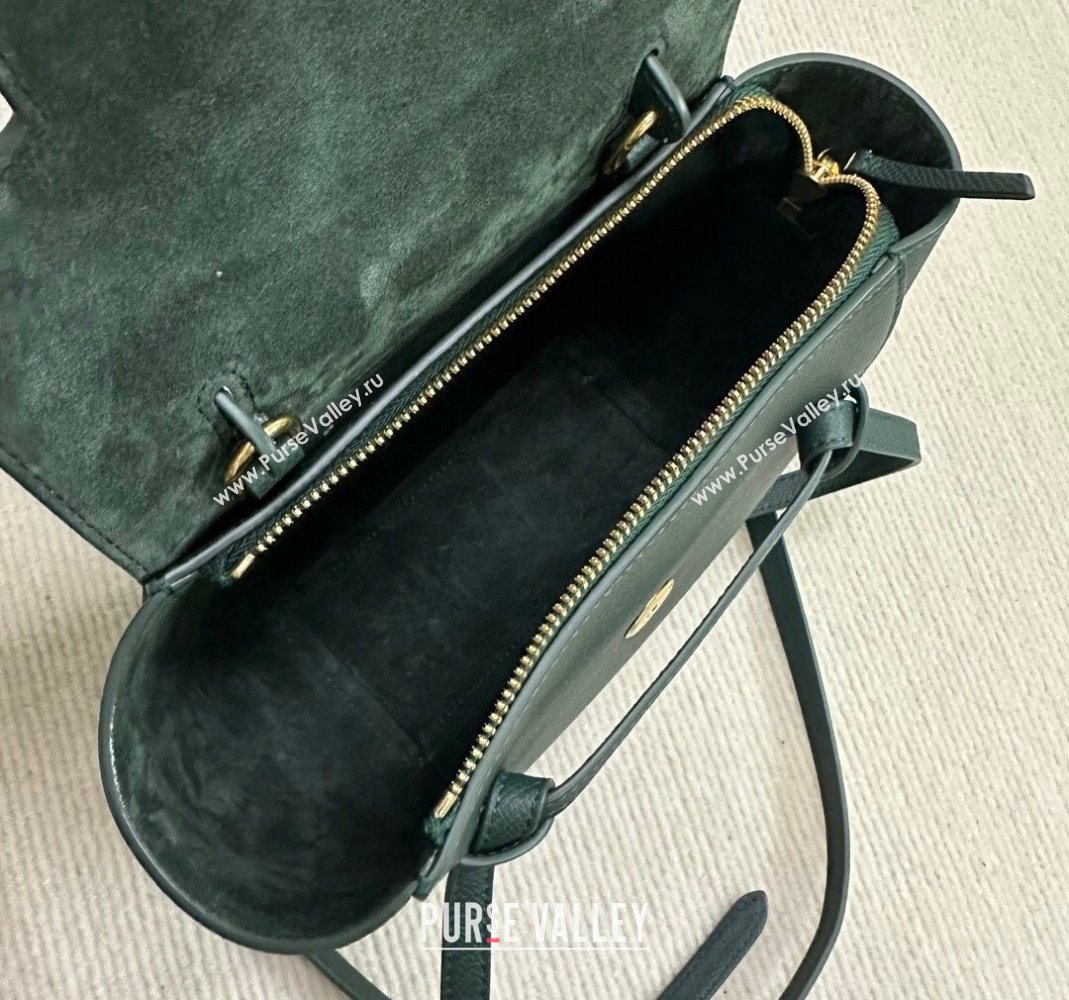 Celine Belt Pico Nano Bag in Grained Leather Green 2025 189003 (BL-251124034)