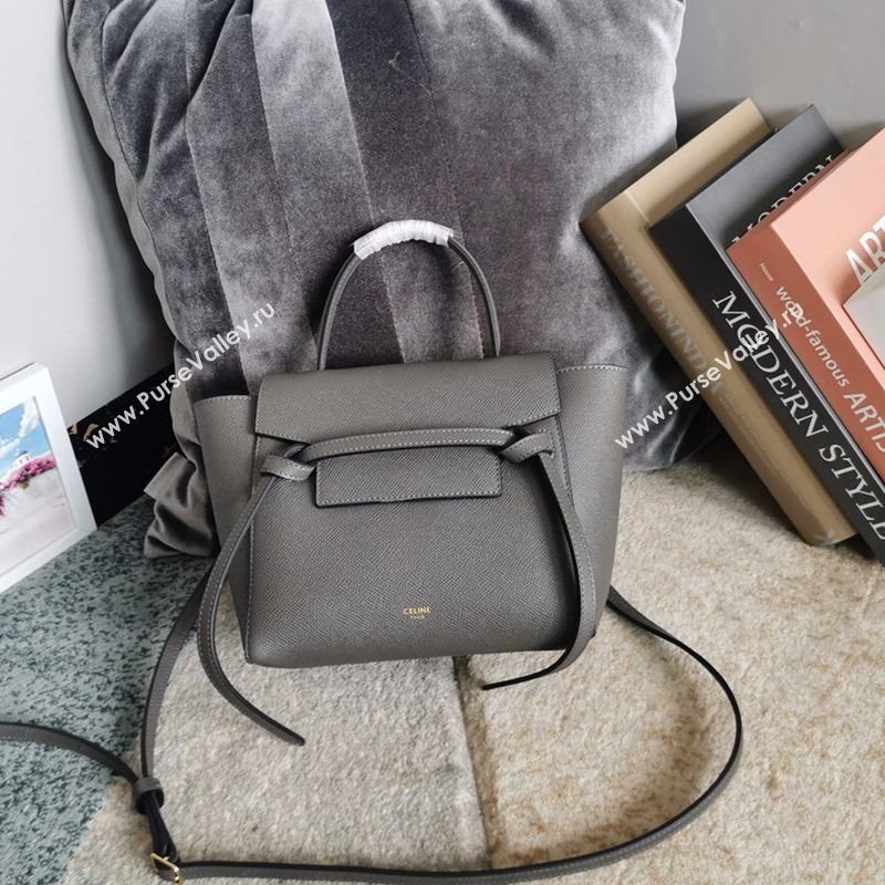 Celine Belt Pico Nano Bag in Grained Leather Grey 2025 189003 (BL-251124035)