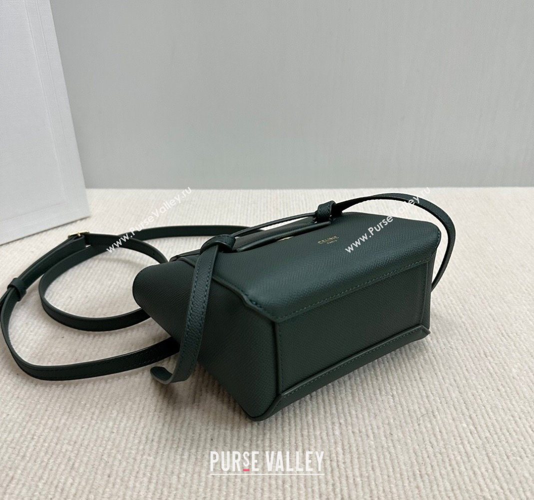Celine Belt Pico Mini Bag in Grained Leather Green 2025 194263 (BL-251124030)