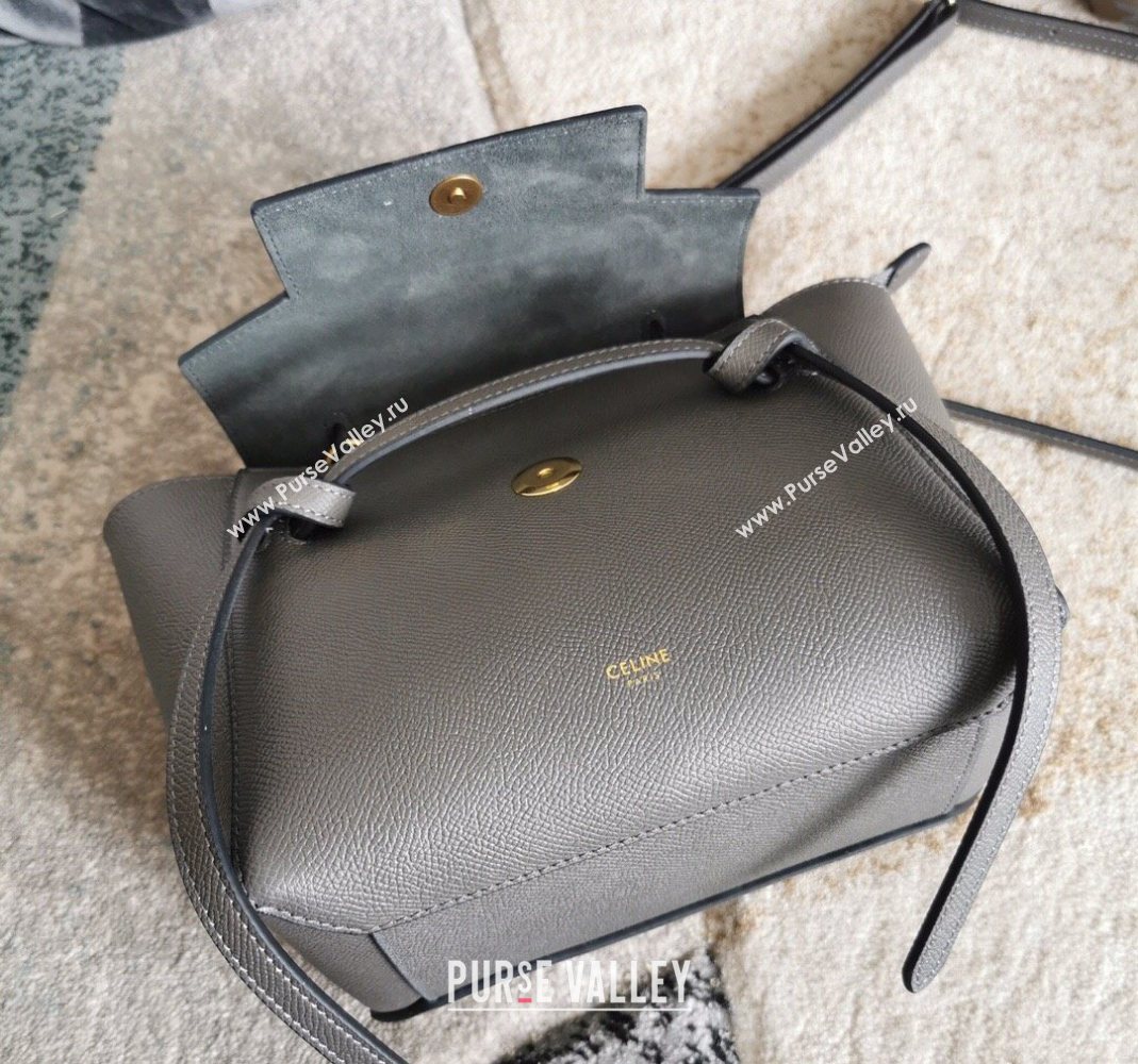 Celine Belt Pico Nano Bag in Grained Leather Grey 2025 189003 (BL-251124035)