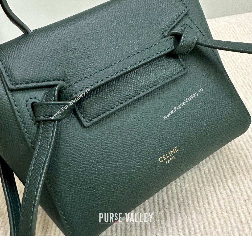 Celine Belt Pico Mini Bag in Grained Leather Green 2025 194263 (BL-251124030)