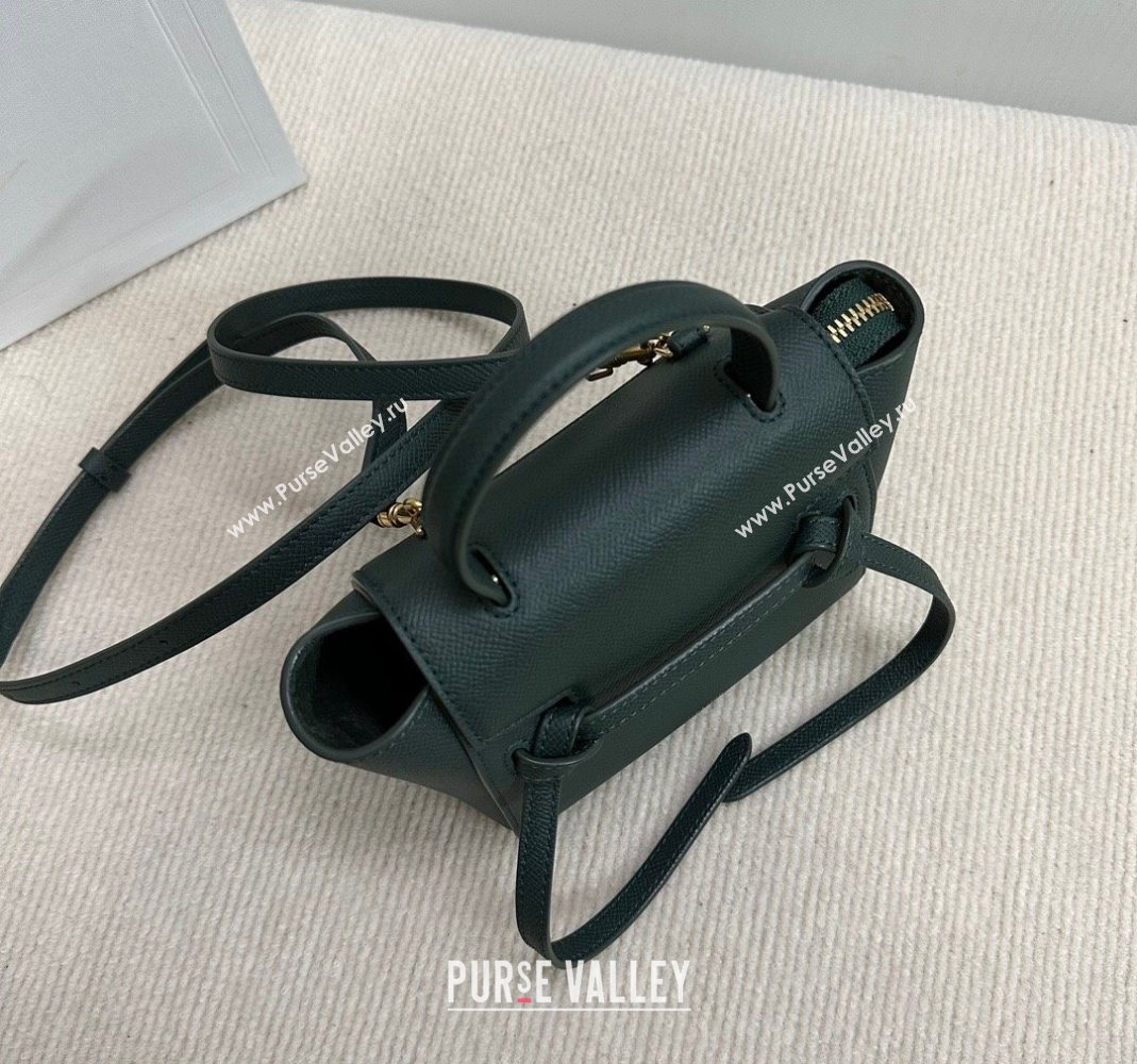 Celine Belt Pico Mini Bag in Grained Leather Green 2025 194263 (BL-251124030)