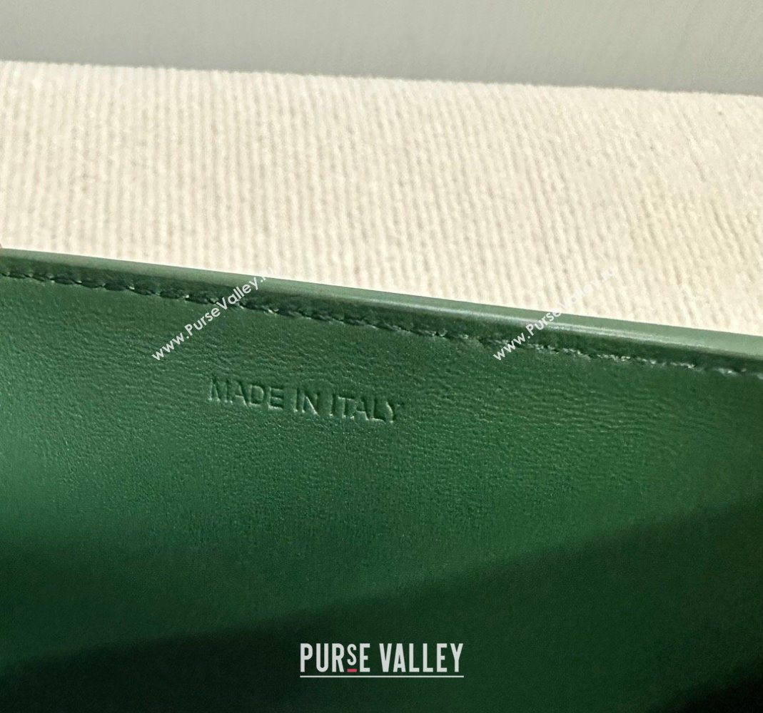 Celine College Triomphe Chain Bag in Calfskin Leather Forest Green 2025 113583 (BL-251124038)