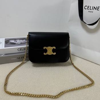 Celine College Triomphe Chain Bag in Calfskin Leather Black 2025 113583 (BL-251124039)