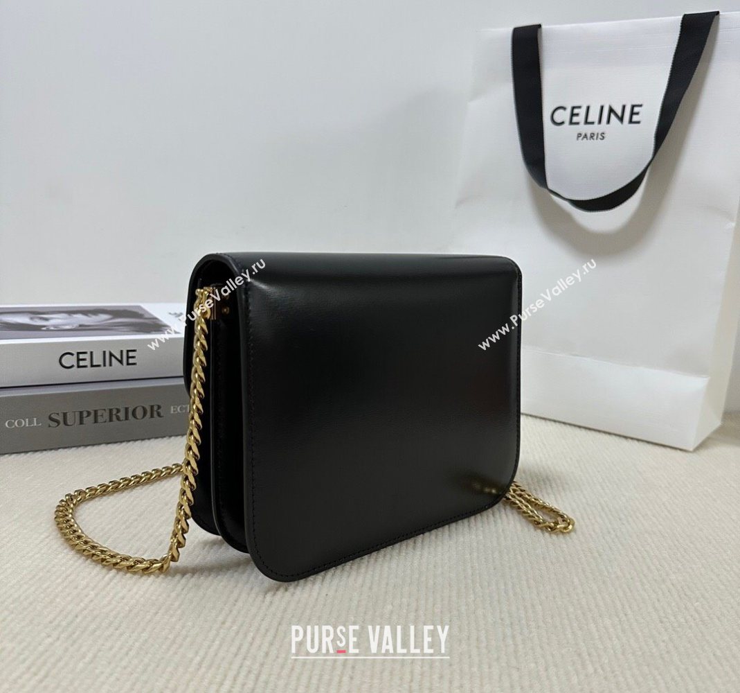 Celine College Triomphe Chain Bag in Calfskin Leather Black 2025 113583 (BL-251124039)
