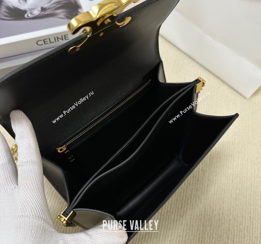 Celine College Triomphe Chain Bag in Calfskin Leather Black 2025 113583 (BL-251124039)