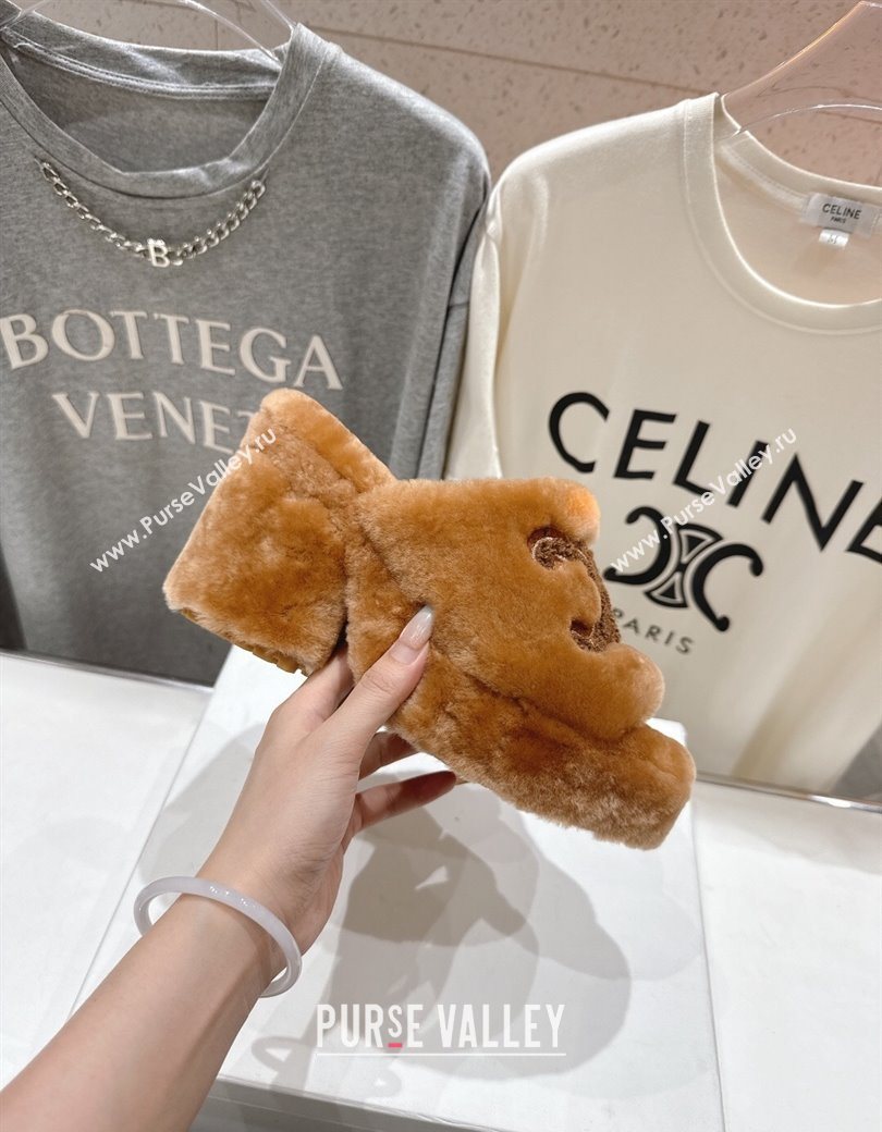 Celine Wool Platform Slides Sandal 8cm Brown 2025 CE120901 (MD-251209084)