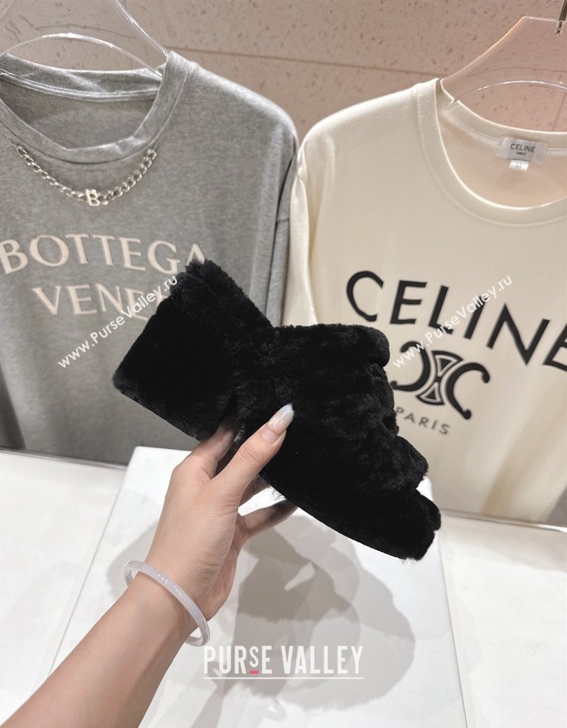 Celine Wool Platform Slides Sandal 8cm Black 2025 CE120901 (MD-251209085)