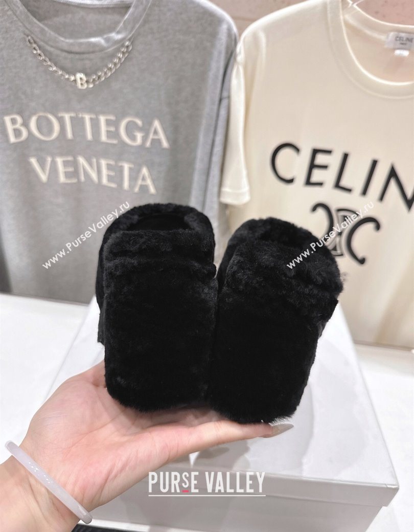 Celine Wool Platform Slides Sandal 8cm Black 2025 CE120901 (MD-251209085)