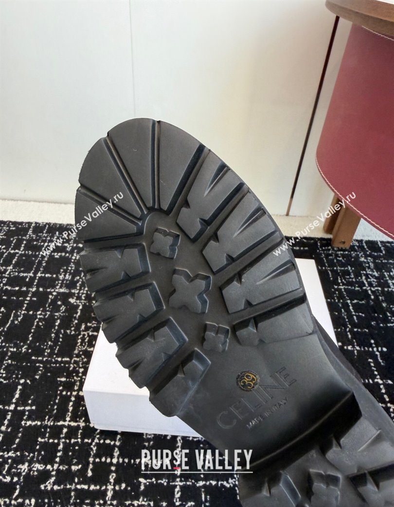 Celine Bulky Black Calfskin Leather Ankle Boots 4.5cm with Double Buckle 2025 CE1209022 (SS-251209062)