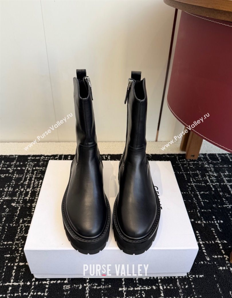 Celine Black Calfskin Leather Ankle Boots 4.5cm 2025 CE1209021 (SS-251209061)