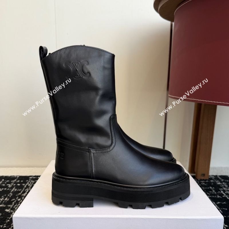 Celine Black Calfskin Leather Ankle Boots 4.5cm 2025 CE1209021 (SS-251209061)