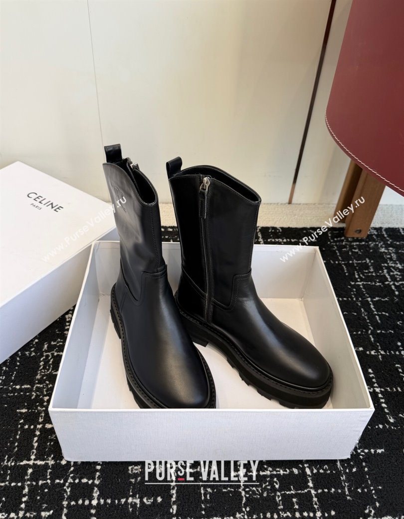 Celine Black Calfskin Leather Ankle Boots 4.5cm 2025 CE1209021 (SS-251209061)