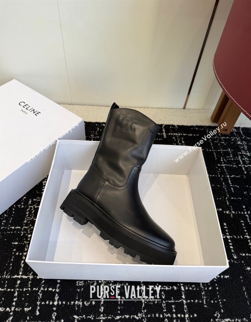 Celine Black Calfskin Leather Ankle Boots 4.5cm 2025 CE1209021 (SS-251209061)